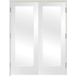 Pattern 10 Internal White Primed Rebated Prehung Door Pair with Clear Glass